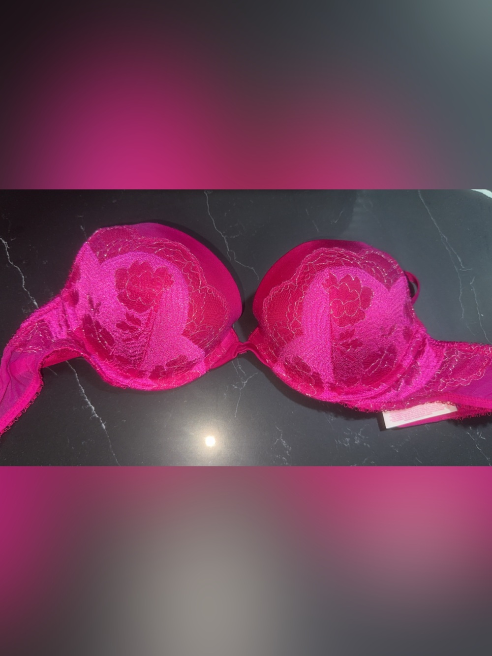 Victoria's Secret Bright Pink Lace Push-Up Bra